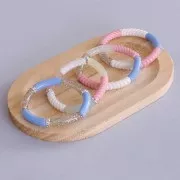 Clear acrylic 32x8 mm curved tube beads - Dark green glitter x6