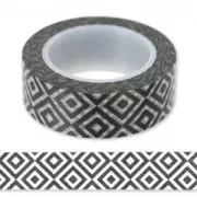 Adhesive tape 15 mm Geometric black/white x10m