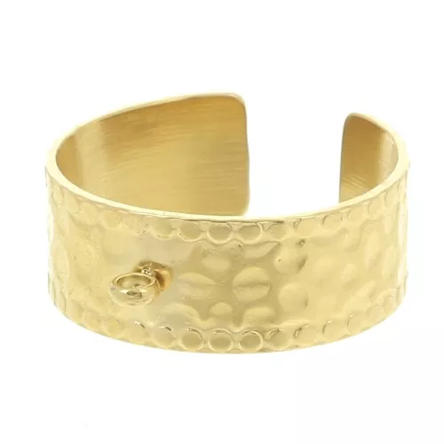 St. steel 304L Wide adjustable hammered ring - closed ring S.53 to 60 - Gold x1