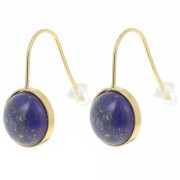 Stainless steel 304L Earwires for 10mm flat back cabochon - Gold x2