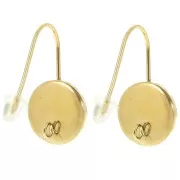Stainless steel 304L Earwires for 10mm flat back cabochon - Gold x2