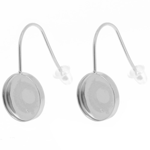 Stainless steel 304L Earwires for 10mm flat back cabochon x2