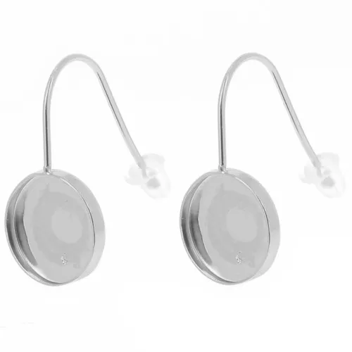 Stainless steel 304L Earwires for 10mm flat back cabochon x2