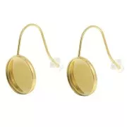 Stainless steel 304L Earwires for 12mm flat back cabochon - Gold x2