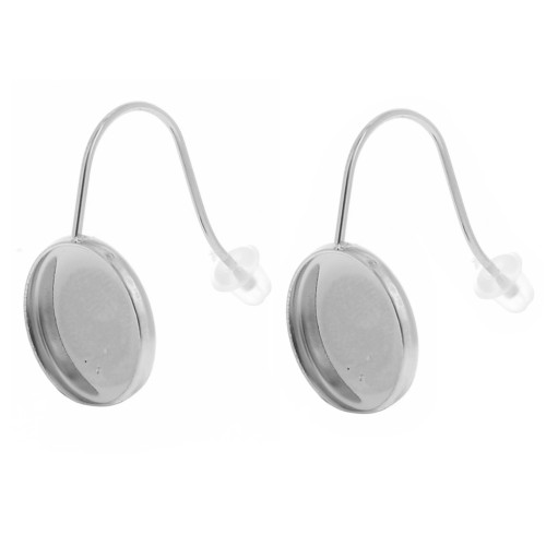 Stainless steel 304L Earwires for 12mm flat back cabochon x2