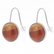 Stainless steel 304L Earwires for 12mm flat back cabochon x2