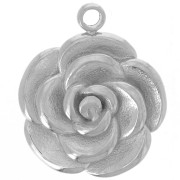 15mm 304L stainless steel Pink flower charm x1