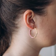 29mm 304L stainless steel Open hoop earrings with epoxy resin - Gold - Pink x2