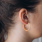 29mm 304L stainless steel Open hoop earrings with epoxy resin - Gold - Orange x2