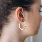 29mm 304L stainless steel Open hoop earrings with epoxy resin - Gold - White x2