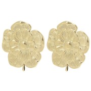 25mm Stainless steel 304L Flower earstuds open ring - Gold x2|raw }}