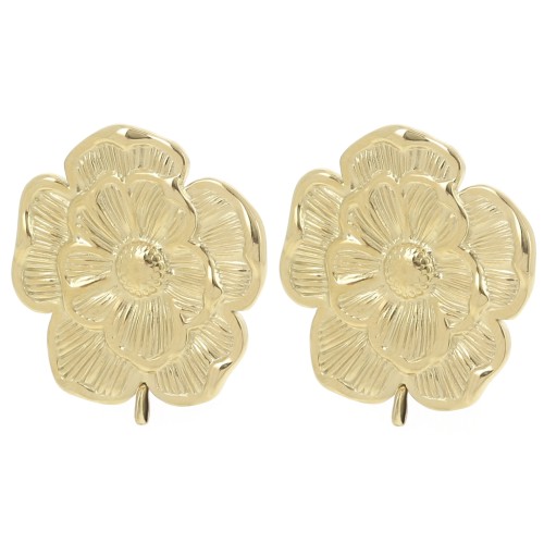 25mm Stainless steel 304L Flower earstuds open ring - Gold x2