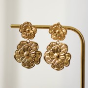 25mm Stainless steel 304L Flower earstuds open ring - Gold x2