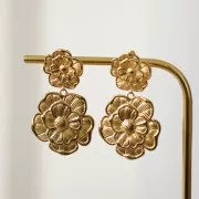 25mm Stainless steel 304L Flower earstuds open ring - Gold x2