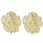 25mm Stainless steel 304L Flower earstuds open ring - Gold x2