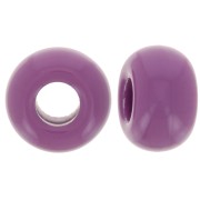 9.5mm opaque resin large holes Rondelle beads - Dark mauve x10
