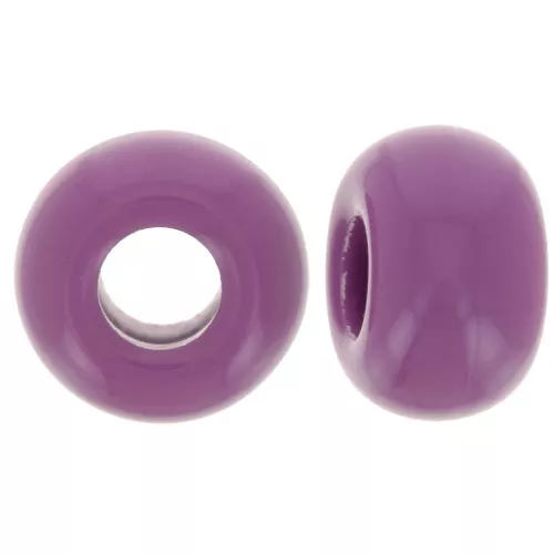 9.5mm opaque resin large holes Rondelle beads - Dark mauve x10