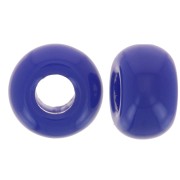 9.5mm opaque resin large holes Rondelle beads - Hard Blue x10