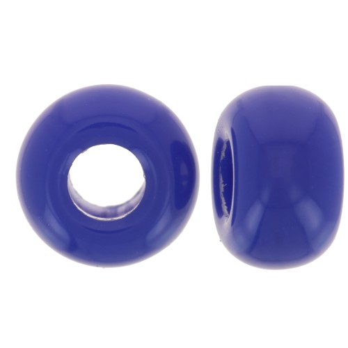 9.5mm opaque resin large holes Rondelle beads - Hard Blue x10