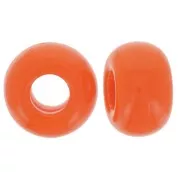 Beads - 9.5mm opaque resin large holes Rondelle beads - Orange x10 9.5mm opaque resin large holes Rondelle beads - Orange x10
