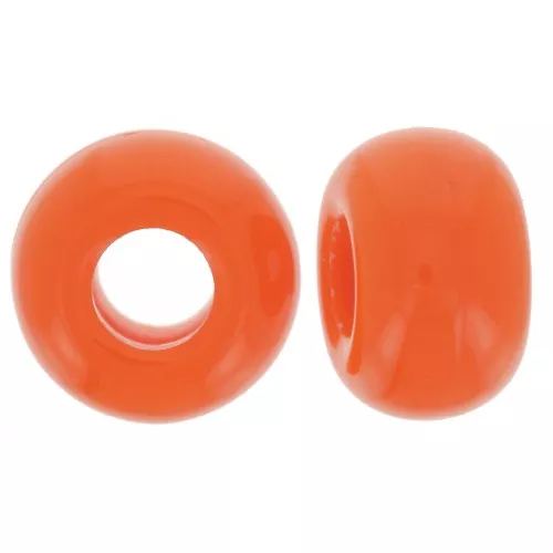 9.5mm opaque resin large holes Rondelle beads - Orange x10