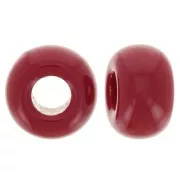 9.5mm opaque resin large holes Rondelle beads - Carmine Red x10