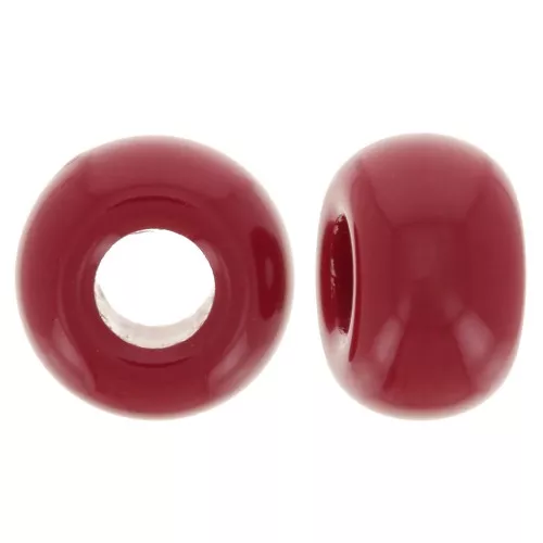 9.5mm opaque resin large holes Rondelle beads - Carmine Red x10