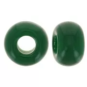 9.5mm opaque resin large holes Rondelle beads - Emerald Green x10