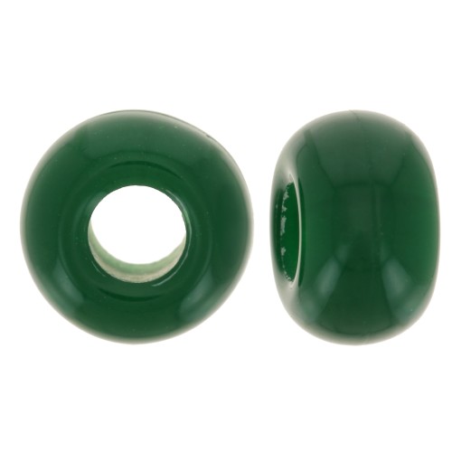 9.5mm opaque resin large holes Rondelle beads - Emerald Green x10