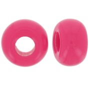 9.5mm opaque resin large holes Rondelle beads - Candy Pink x10