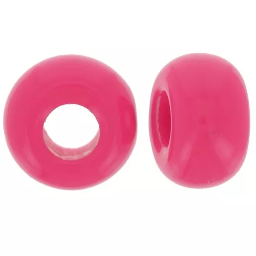 9.5mm opaque resin large holes Rondelle beads - Candy Pink x10