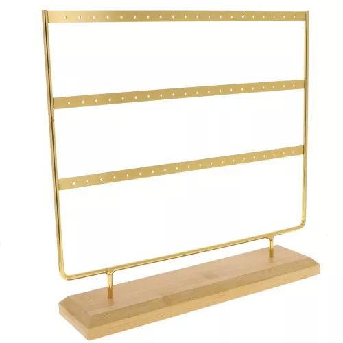 29.5x30cm Jewelry holder - metal and bamboo jewelry display - Gold x1