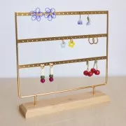 29.5x30cm Jewelry holder - metal and bamboo jewelry display - Gold x1