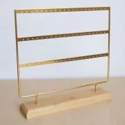 29.5x30cm Jewelry holder - metal and bamboo jewelry display - Gold x1