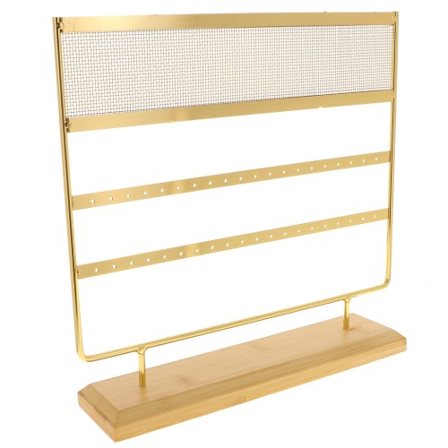 29.5x30cm Jewelry holder - metal and bamboo jewelry display - Gold x1