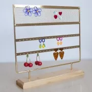 29.5x30cm Jewelry holder - metal and bamboo jewelry display - Gold x1