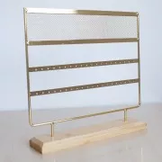 29.5x30cm Jewelry holder - metal and bamboo jewelry display - Gold x1