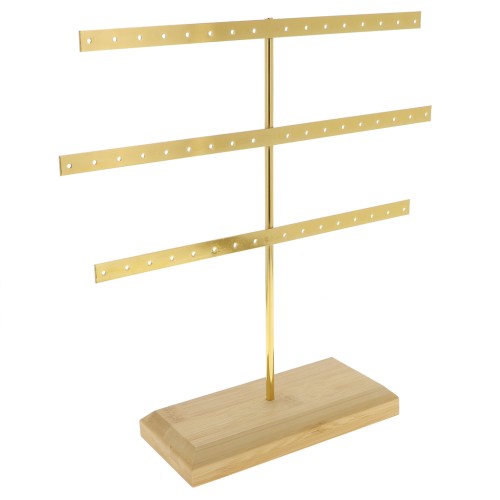 25.5x25cm Jewelry holder - metal and bamboo jewelry display - Gold x1