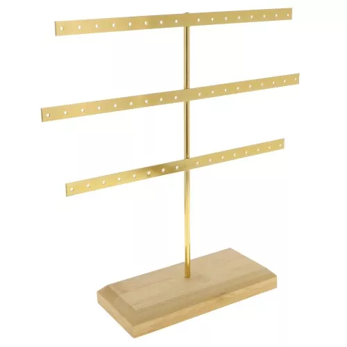 25.5x25cm Jewelry holder - metal and bamboo jewelry display - Gold x1