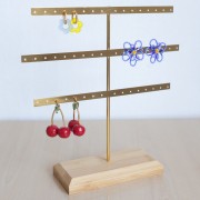 25.5x25cm Jewelry holder - metal and bamboo jewelry display - Gold x1