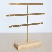 25.5x25cm Jewelry holder - metal and bamboo jewelry display - Gold x1