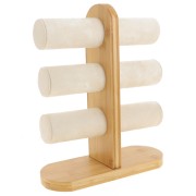 32x24cm Jewelry holder - jewelry display for bracelets bamboo - Beige suedette