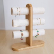 32x24cm Jewelry holder - jewelry display for bracelets bamboo - Beige suedette