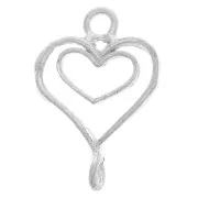 16x12mm 925 Sterling Silver Spacers hearts pendant x1