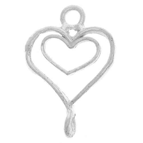 16x12mm 925 Sterling Silver Spacers hearts pendant x1