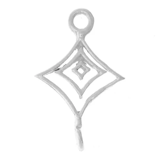 18x11mm 925 Sterling Silver Spacers hollow diamond pendant x1