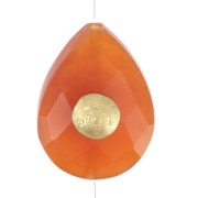 17x13mm Bead drop ethnic pattern gemstone tinted Carnelian Fine gold plated x1|raw }}