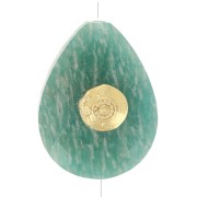 17x13mm Bead drop ethnic pattern Amazonite gemstone - Fine gold plated x1|raw }}