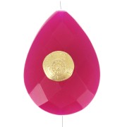 17x13mm Bead drop ethnic pattern gemstone tinted Calcedoine Rose Gold x1|raw }}