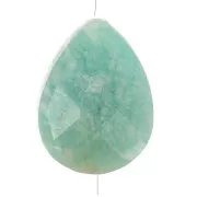 14x10mm Bead drop ethnic pattern gemstone - Amazonite - Fine gold plated x1